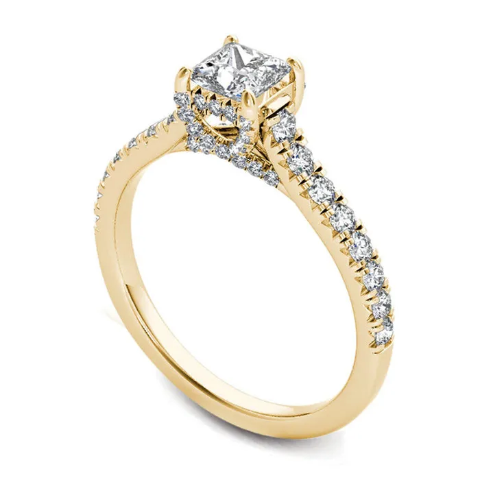 075 CT TW PrincessCut Natural Diamond Engagement Ring in Solid 14K Gold Goldia Rings 075 CT TW PrincessCut Natural Diamond Engagement Ring in Solid 14K Gold Goldia Rings