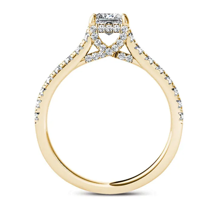 075 CT TW PrincessCut Natural Diamond Engagement Ring in Solid 14K Gold Goldia Rings 075 CT TW PrincessCut Natural Diamond Engagement Ring in Solid 14K Gold Goldia Rings