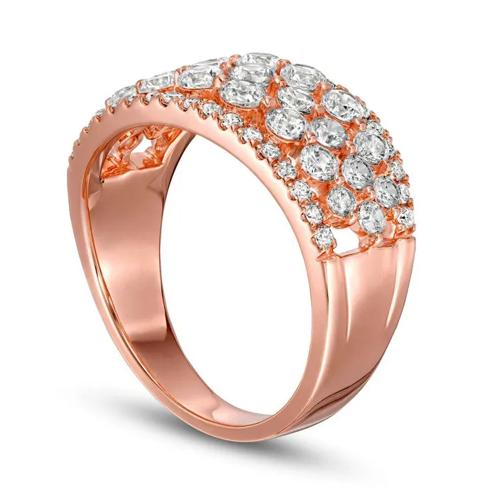 15 CT TW Natural Diamond MultiRow Wave Ring in Solid 10K Rose Gold Goldia Rings 15 CT TW Natural Diamond MultiRow Wave Ring in Solid 10K Rose Gold Goldia Rings