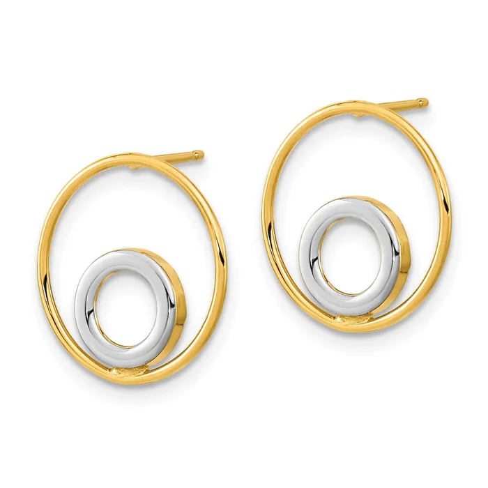 Earrings Goldia 14k Yellow Rhodium Gold Gold White Rhodium Circle in Circle Post Earrings