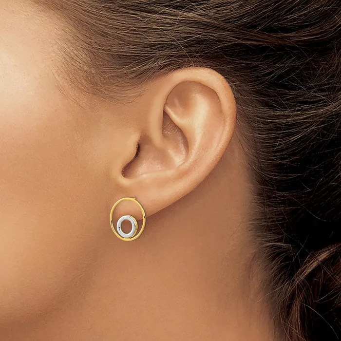 Earrings Goldia 14k Yellow Rhodium Gold Gold White Rhodium Circle in Circle Post Earrings