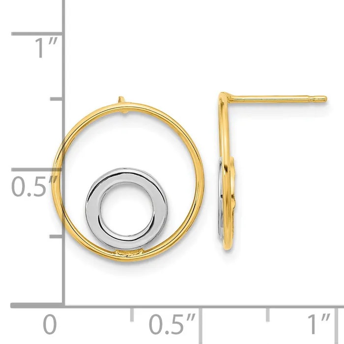 Earrings Goldia 14k Yellow Rhodium Gold Gold White Rhodium Circle in Circle Post Earrings