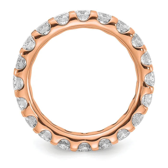 Goldia Rings 14k Rose Gold 3 Ct Lab Grown Diamond VSSI G Shared Prong Eternity Band Ring