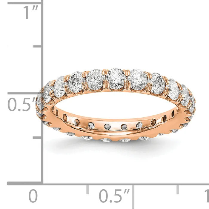 Goldia Rings 14k Rose Gold 3 Ct Lab Grown Diamond VSSI G Shared Prong Eternity Band Ring