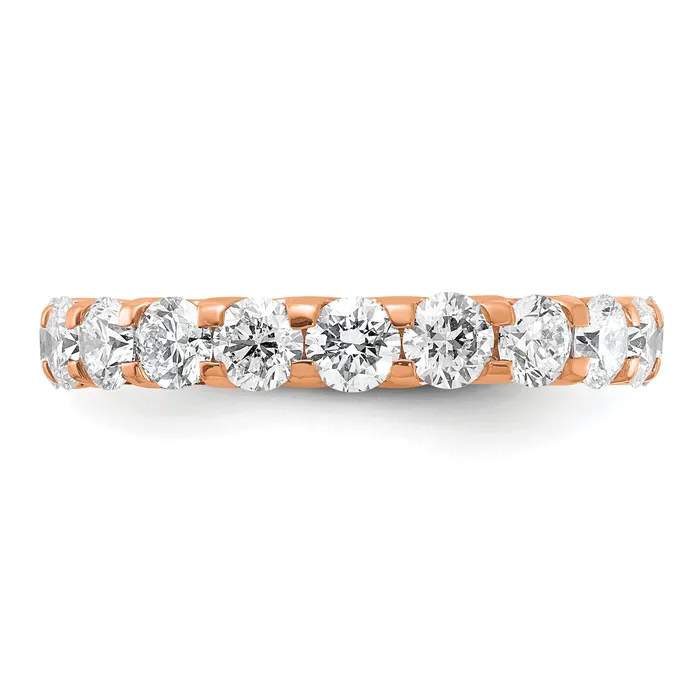 Goldia Rings 14k Rose Gold 3 Ct Lab Grown Diamond VSSI G Shared Prong Eternity Band Ring