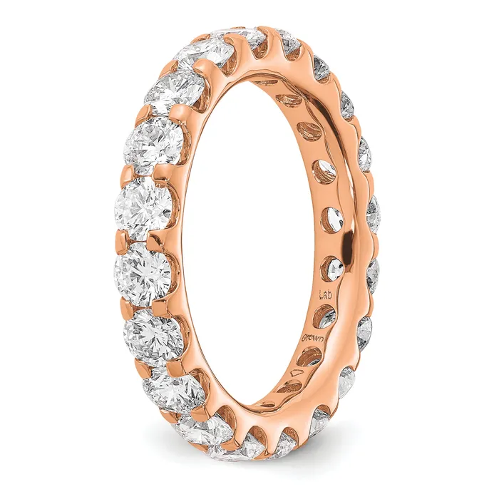 Goldia Rings 14k Rose Gold 3 Ct Lab Grown Diamond VSSI G Shared Prong Eternity Band Ring