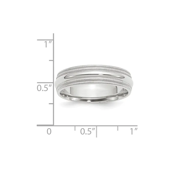 Goldia Rings Solid 10K White Gold 6mm Double Milgrain Comfort Fit MensWomens Wedding Band Ring Size 55