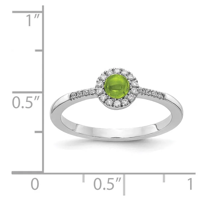 Goldia Rings Solid 14k White Gold Simulated CZ and Cabochon Peridot Ring