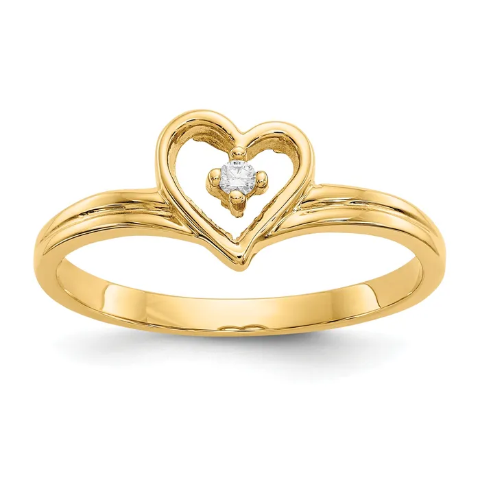 Goldia Rings Solid 14k Yellow Gold VS Simulated CZ heart Ring
