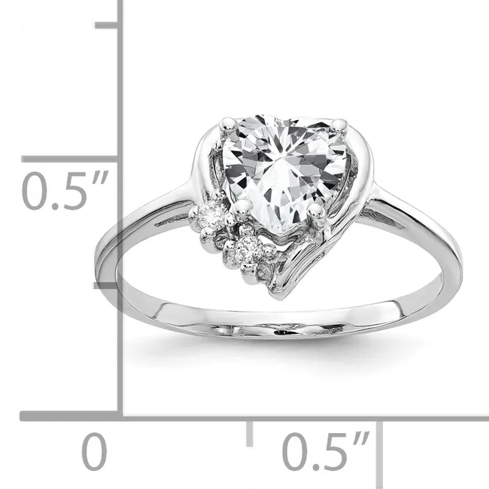 Goldia Solid 14k White Gold 6mm Heart Cubic Zirconia AAA Simulated CZ Ring Rings