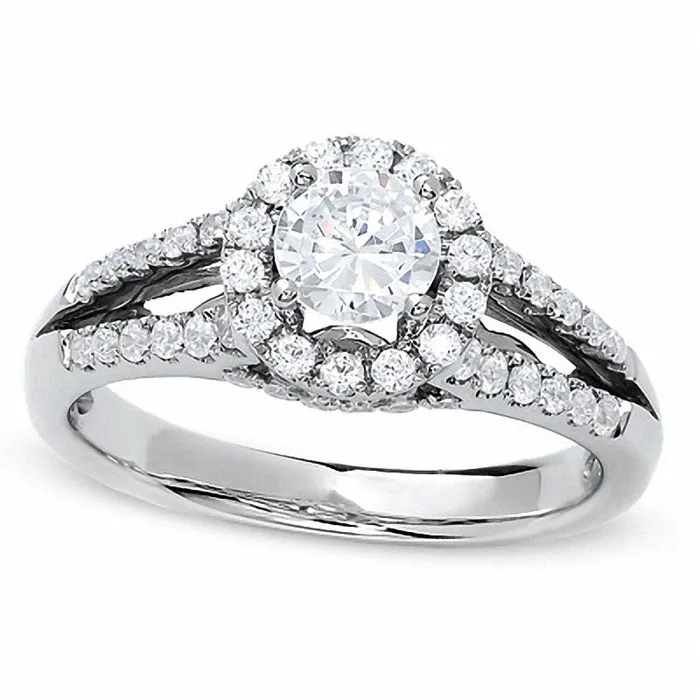 Rings 10 CT TW Natural Diamond Split Shank Engagement Ring in Solid 14K White Gold Goldia