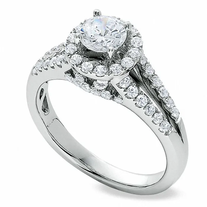 Rings 10 CT TW Natural Diamond Split Shank Engagement Ring in Solid 14K White Gold Goldia Rings 10 CT TW Natural Diamond Split Shank Engagement Ring in Solid 14K White Gold Goldia