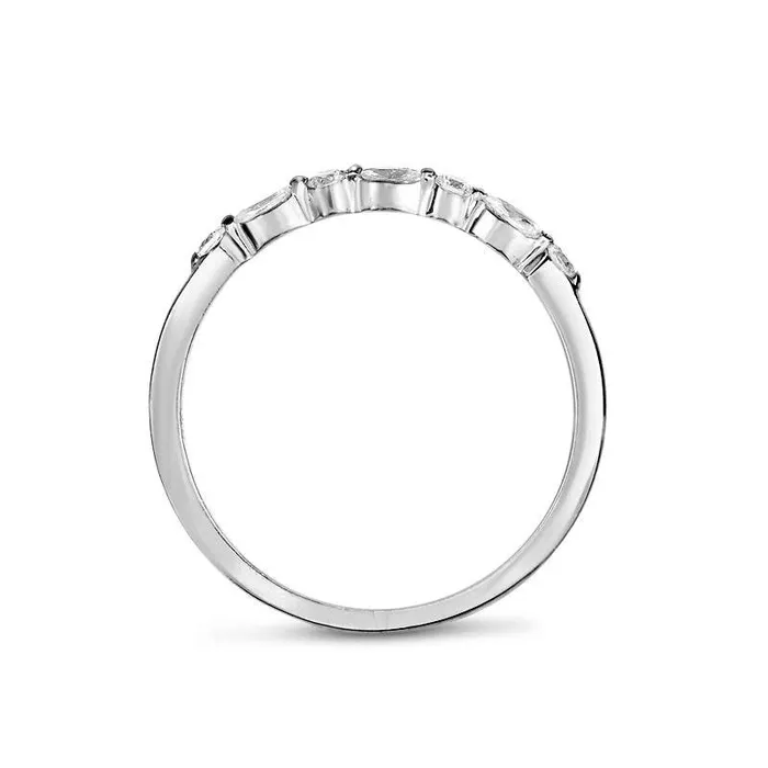 Rings Goldia 013 CT TW Marquise and Round Natural Diamond Alternating Anniversary Band in Solid 14K White Gold Rings Goldia 013 CT TW Marquise and Round Natural Diamond Alternating Anniversary Band in Solid 14K White Gold