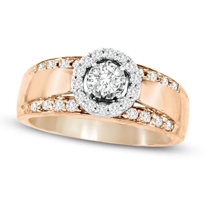 Rings Goldia 063 CT TW Natural Diamond Frame Engagement Ring in Solid 14K TwoTone Gold