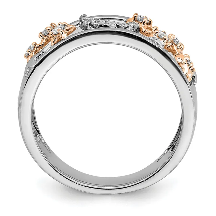 Rings Goldia Solid 14k Twotone Moon and Stars Simulated CZ Band