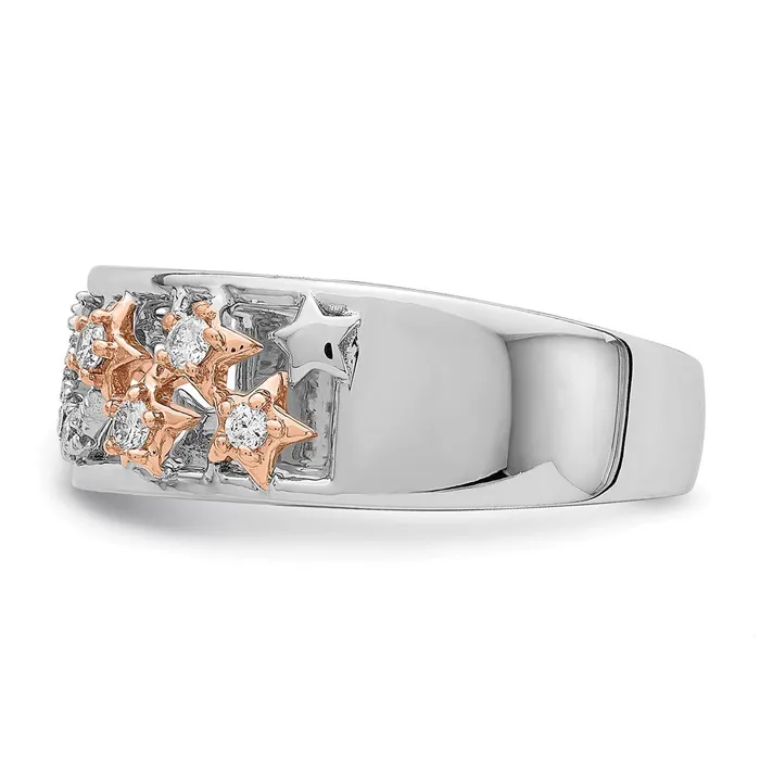 Rings Goldia Solid 14k Twotone Moon and Stars Simulated CZ Band