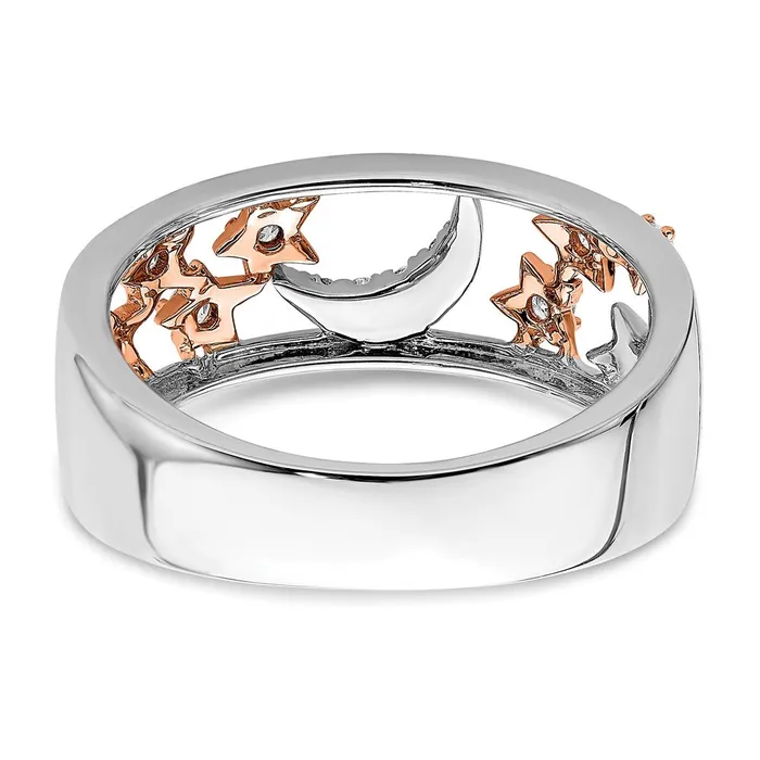 Rings Goldia Solid 14k Twotone Moon and Stars Simulated CZ Band