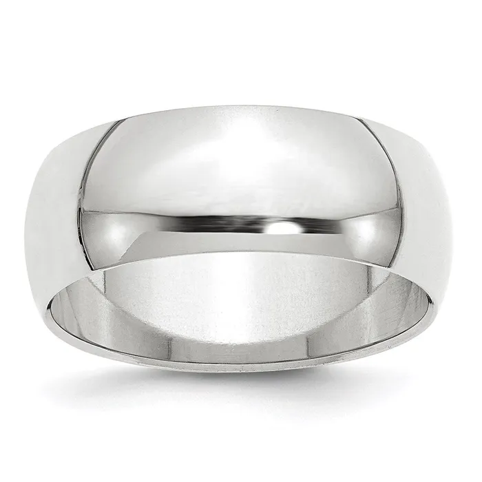 Rings Goldia Solid 18K White Gold 8mm Half Round MensWomens Wedding Band Ring Size 135