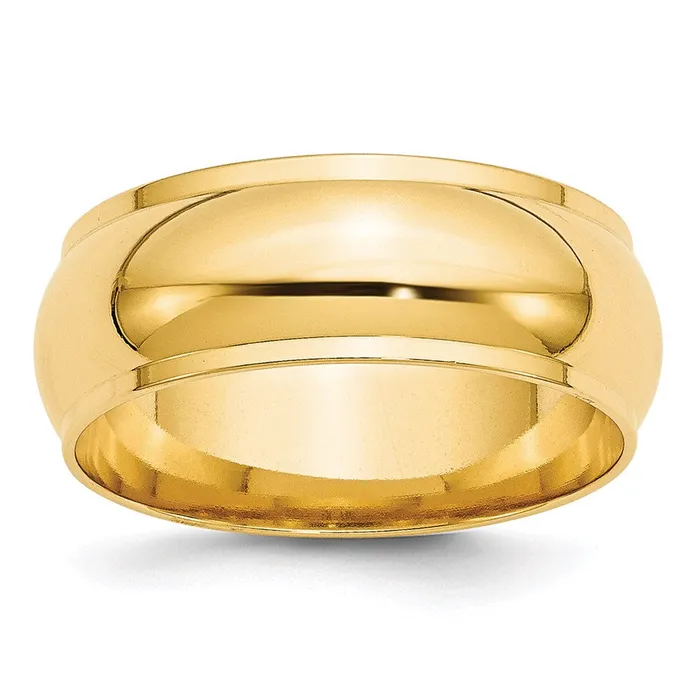Rings Solid 10K Yellow Gold 8mm Half Round with Edge MensWomens Wedding Band Ring Size 95 Goldia