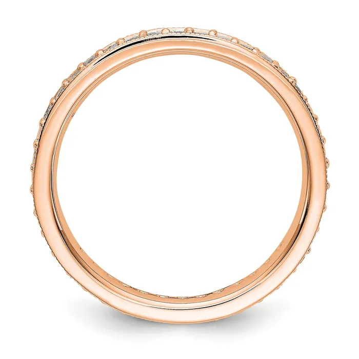 Rings Solid Real 14k Rose Gold Polished Round 12 CT Vintage CZ Eternity Wedding Band Ring Goldia
