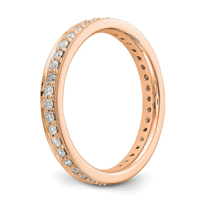 Rings Solid Real 14k Rose Gold Polished Round 12 CT Vintage CZ Eternity Wedding Band Ring Goldia