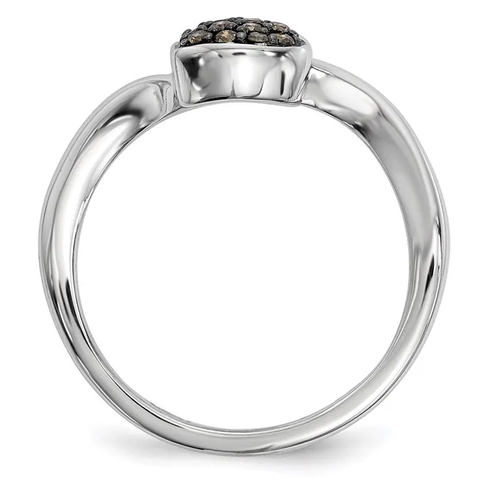 Rings Sterling Silver Champagne Diamond Small Heart Ring Goldia