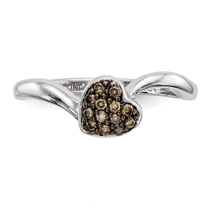 Rings Sterling Silver Champagne Diamond Small Heart Ring Goldia