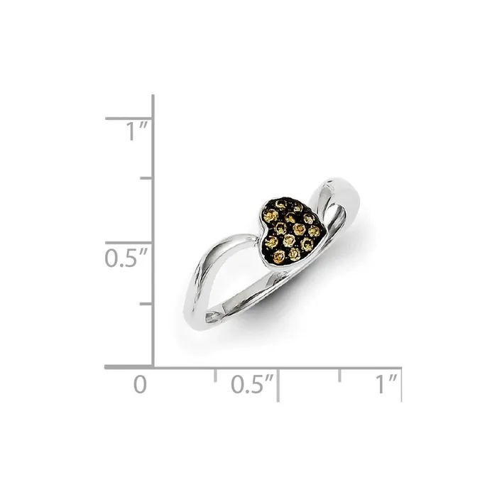 Rings Sterling Silver Champagne Diamond Small Heart Ring Goldia