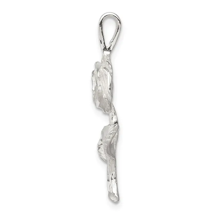 TreasureFineJewelers Necklaces Sterling Silver Rose Pendant