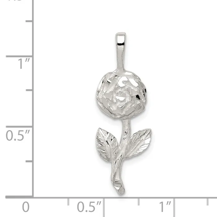 TreasureFineJewelers Necklaces Sterling Silver Rose Pendant