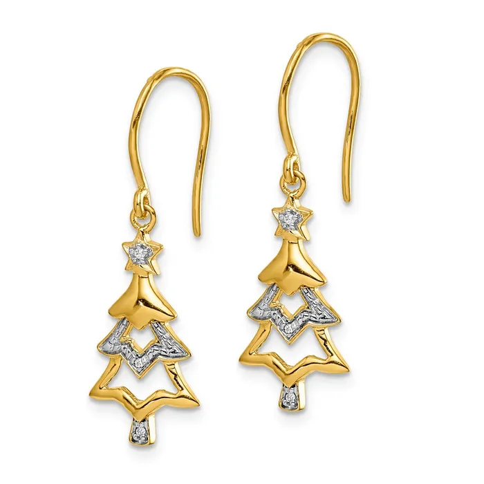 14k and Rhodium Diamond Christmas Tree Dangle EarringsWBCEM5541002YA WB Choice Jewelry Earrings 14k and Rhodium Diamond Christmas Tree Dangle EarringsWBCEM5541002YA WB Choice Jewelry Earrings