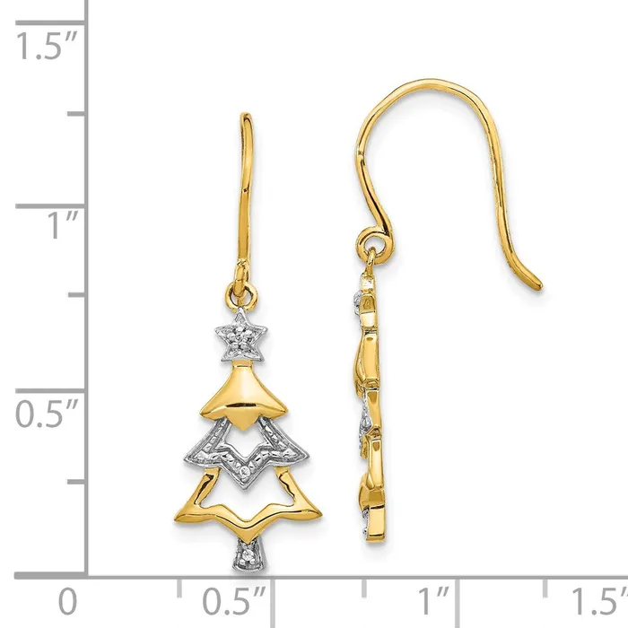 14k and Rhodium Diamond Christmas Tree Dangle EarringsWBCEM5541002YA WB Choice Jewelry Earrings 14k and Rhodium Diamond Christmas Tree Dangle EarringsWBCEM5541002YA WB Choice Jewelry Earrings