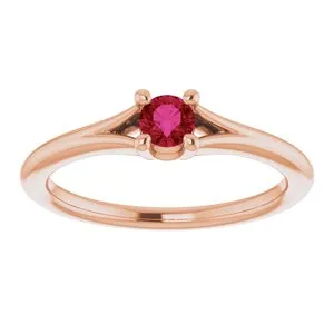 Rings WB Choice Jewelry 14K Rose Ruby Youth Solitaire Ring71984633PSTWBC