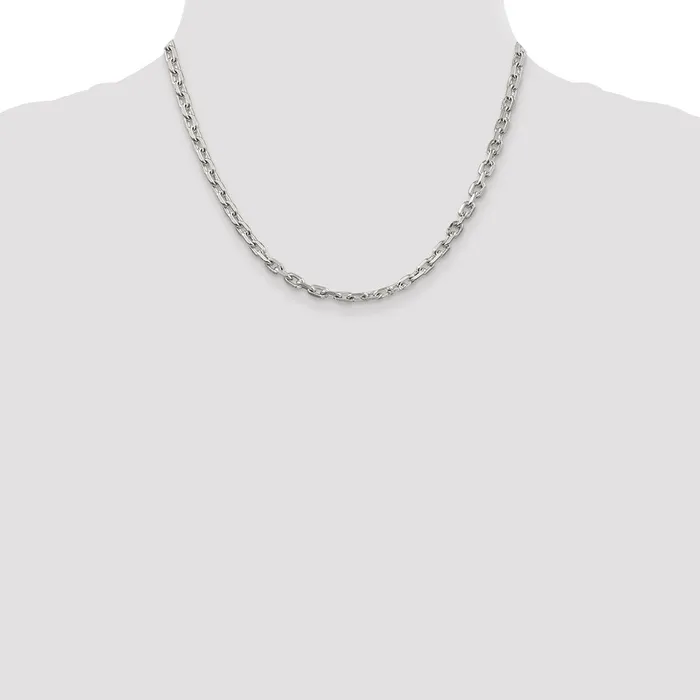 Rings WB Choice Jewelry Sterling Silver 49mm Beveled Oval Cable ChainWBCQCA15018 Rings WB Choice Jewelry Sterling Silver 49mm Beveled Oval Cable ChainWBCQCA15018