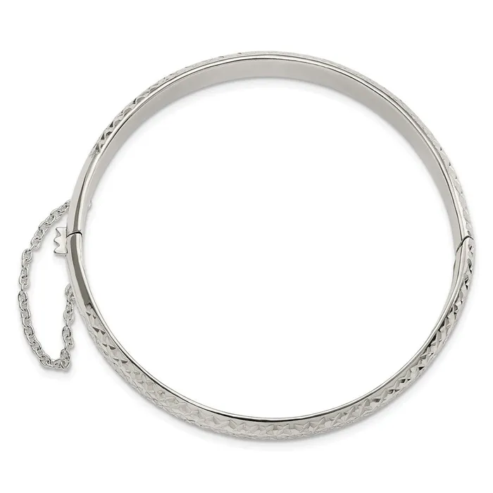 WB Choice Jewelry Rings Sterling Silver Polished and DC 700mm Hinged BangleWBCQB1424 WB Choice Jewelry Rings Sterling Silver Polished and DC 700mm Hinged BangleWBCQB1424