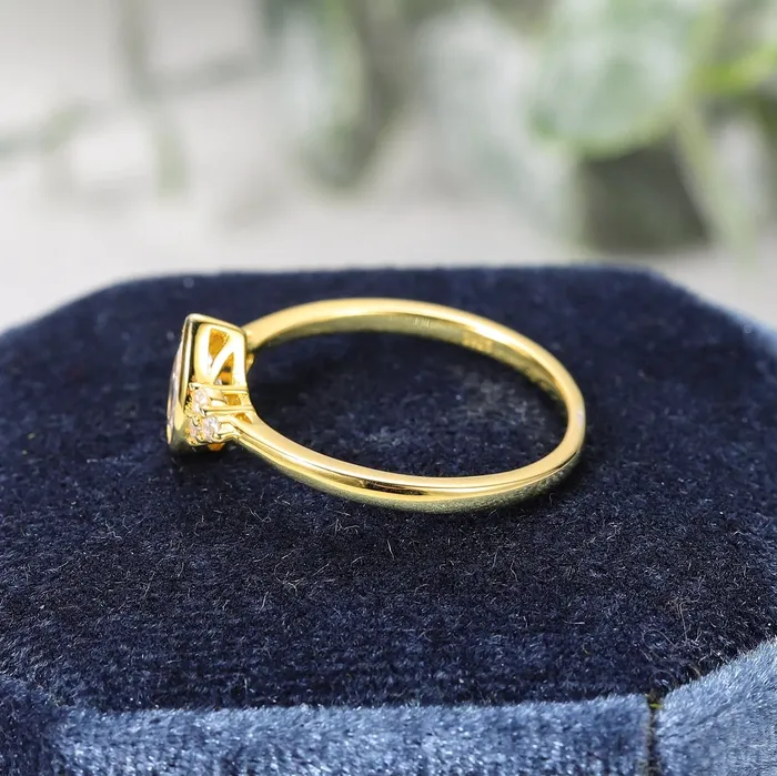 Rings AlibabaAbiding Teardrop with Sidestones Moissanite Bezel Set Ring 14K Gold 1ct Center Stone