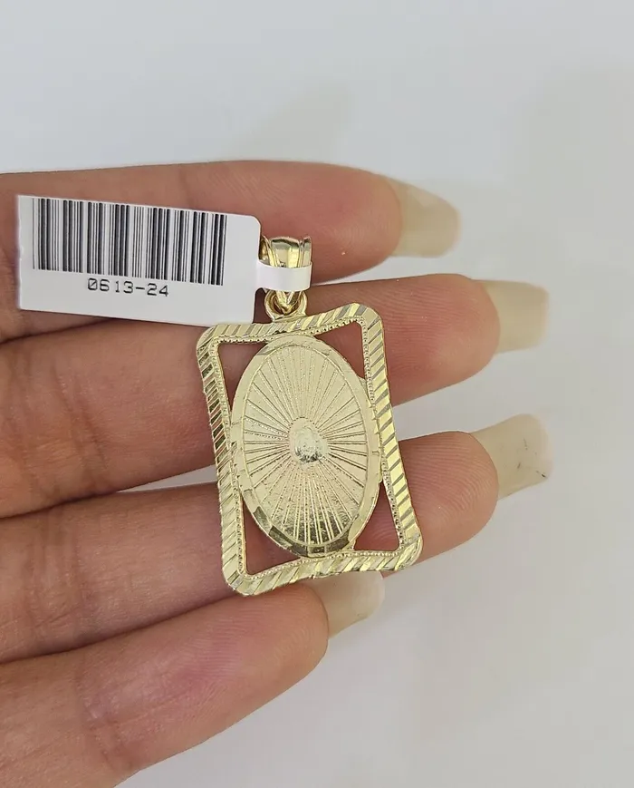 10k Solid Rope Chain 3mm Virgin Mary Pendant Charm Necklace SET 1828 in Gold and Diamond Necklaces