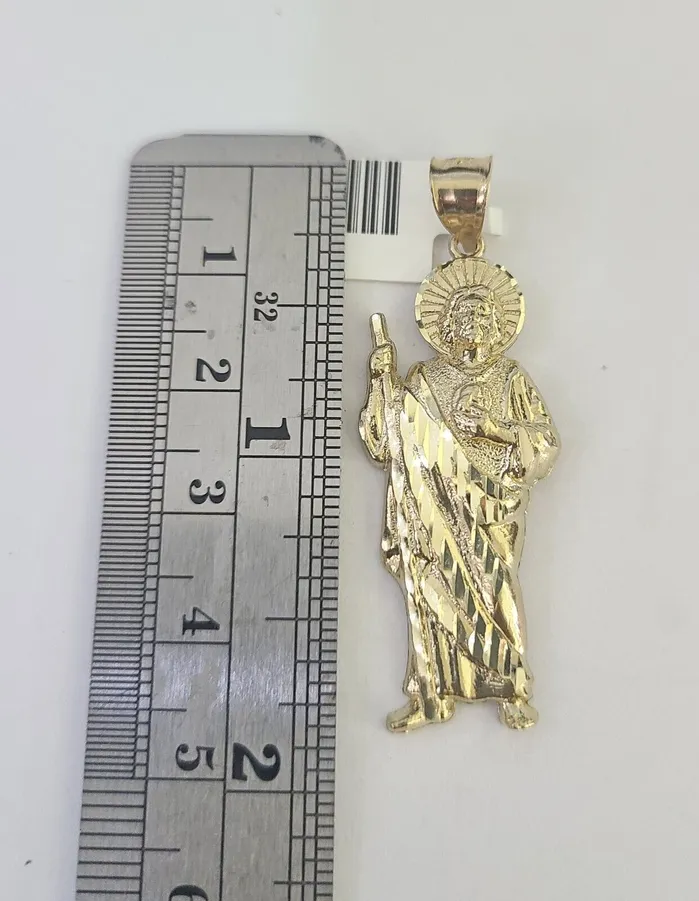 10k Solid Rope Chain Saint Jude Charm Set 4mm 1830 Necklace Gold Pendant Gold and Diamond Necklaces