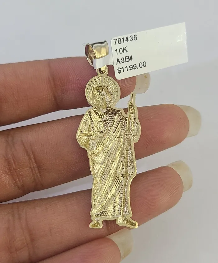 10k Solid Rope Chain Saint Jude Charm Set 4mm 1830 Necklace Gold Pendant Gold and Diamond Necklaces