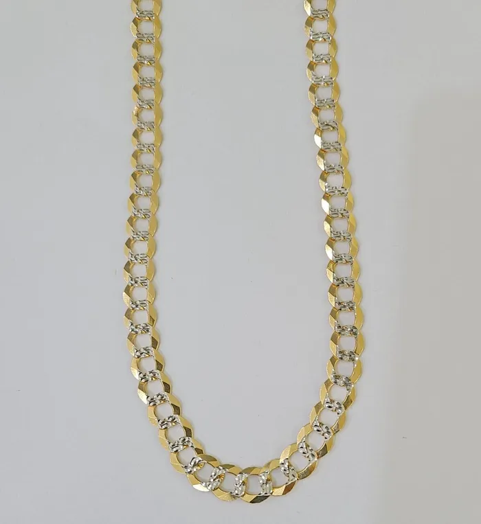 14k Yellow Gold chain Solid Necklace Cuban Curb Link REAL 8mm 20 30 Inch Mens Gold and Diamond Necklaces