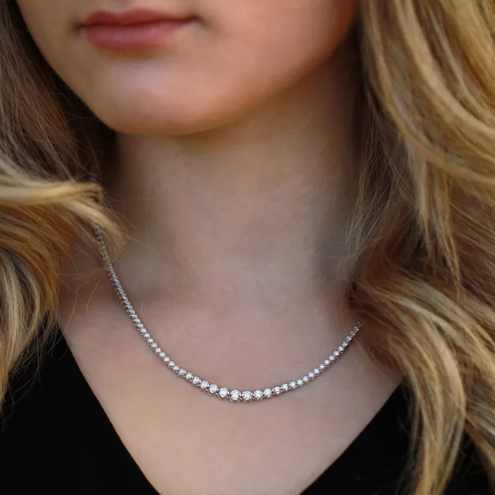 14kt White Gold 500cttw Round LabGrown Diamond Tennis Necklace Independent Jewellers Necklaces