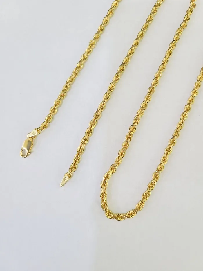 18k Real Solid Rope Chain Yellow Gold 3mm 18 Inch Genuine 18kt Necklace Gold and Diamond Necklaces