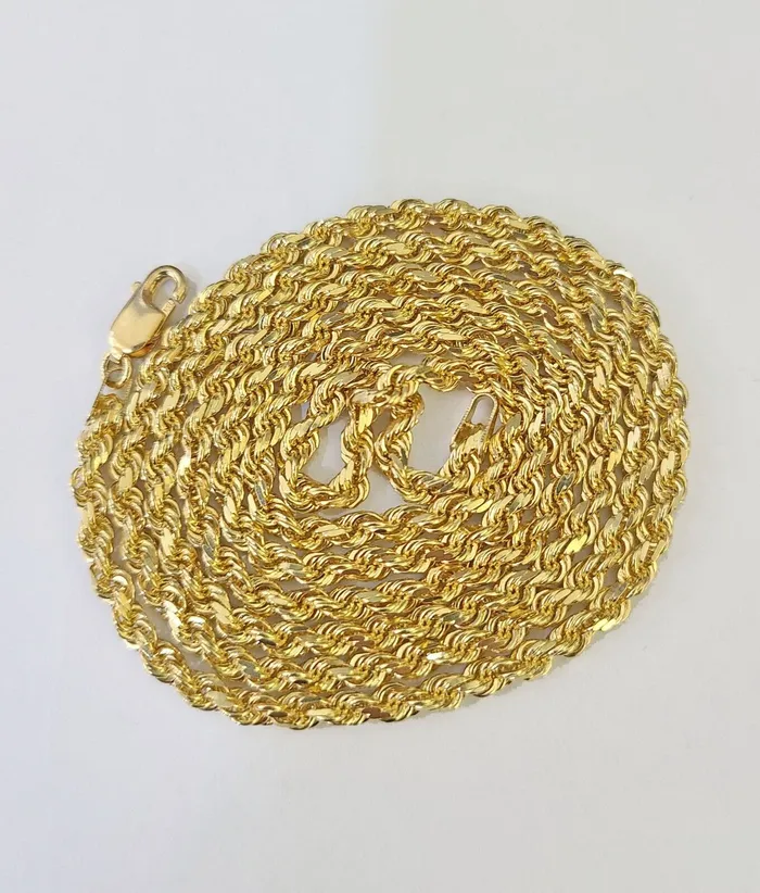 18k Real Solid Rope Chain Yellow Gold 3mm 18 Inch Genuine 18kt Necklace Gold and Diamond Necklaces