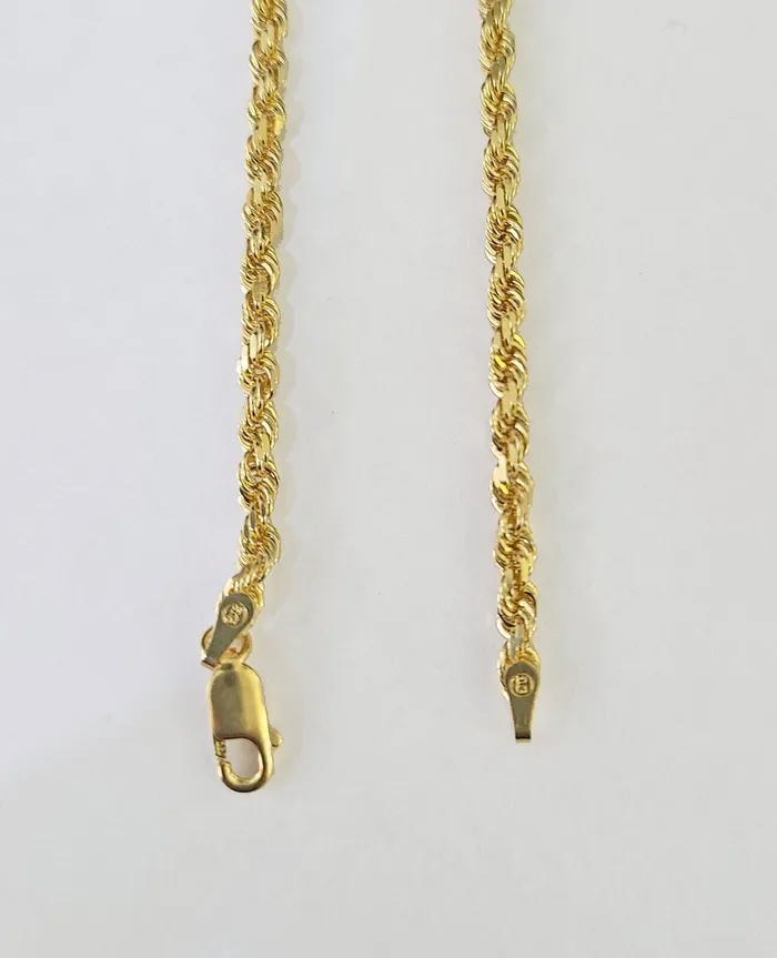 18k Real Solid Rope Chain Yellow Gold 3mm 18 Inch Genuine 18kt Necklace Gold and Diamond Necklaces