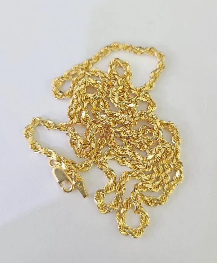 18k Real Solid Rope Chain Yellow Gold 3mm 18 Inch Genuine 18kt Necklace Gold and Diamond Necklaces