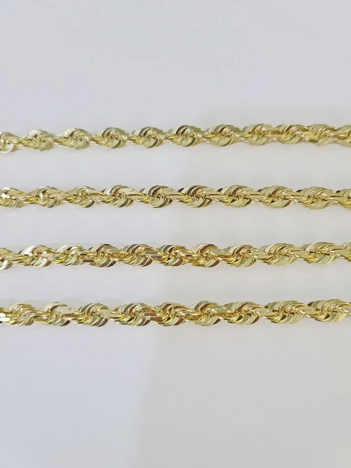 globalwatches10 Necklaces 10K Real Solid Rope Chain Yellow Gold Necklace 6mm Length 18 20 22 24 26