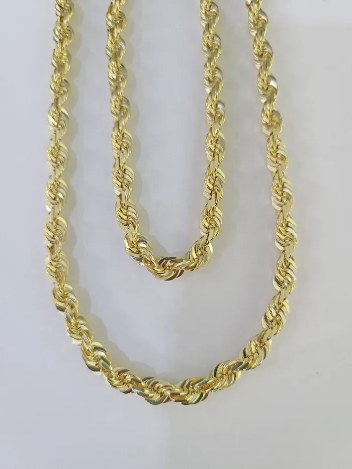 globalwatches10 Necklaces 10K Real Solid Rope Chain Yellow Gold Necklace 6mm Length 18 20 22 24 26