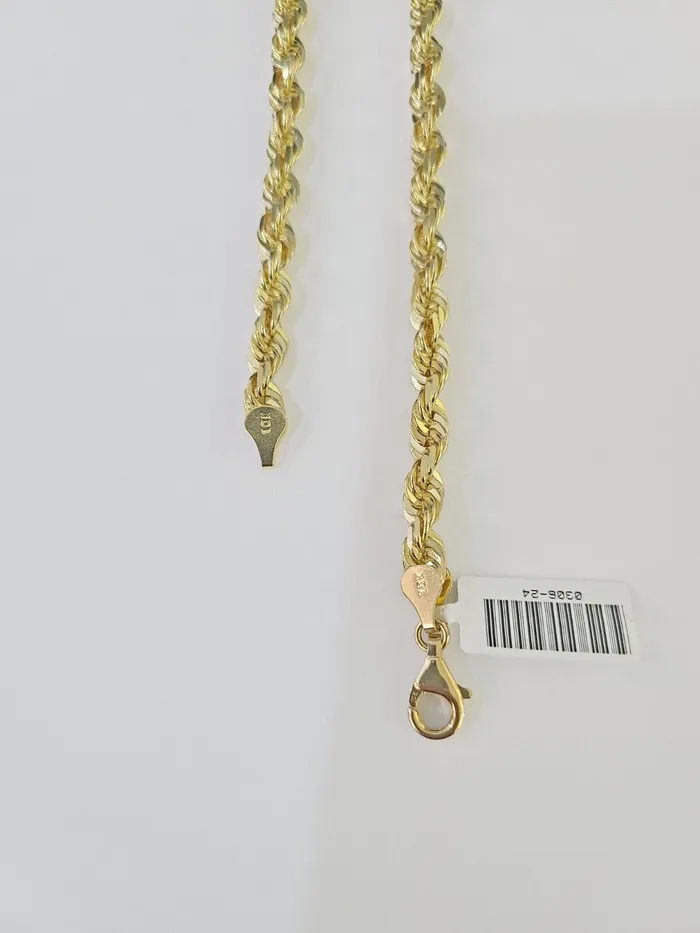 globalwatches10 Necklaces 10K Real Solid Rope Chain Yellow Gold Necklace 6mm Length 18 20 22 24 26