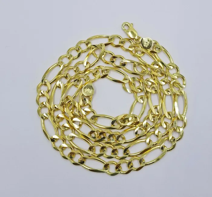 Globalwatches10 Necklaces 10K Yellow Gold Chain Necklace Figaro Link 24 inches 6mm Men Women SOLID Link