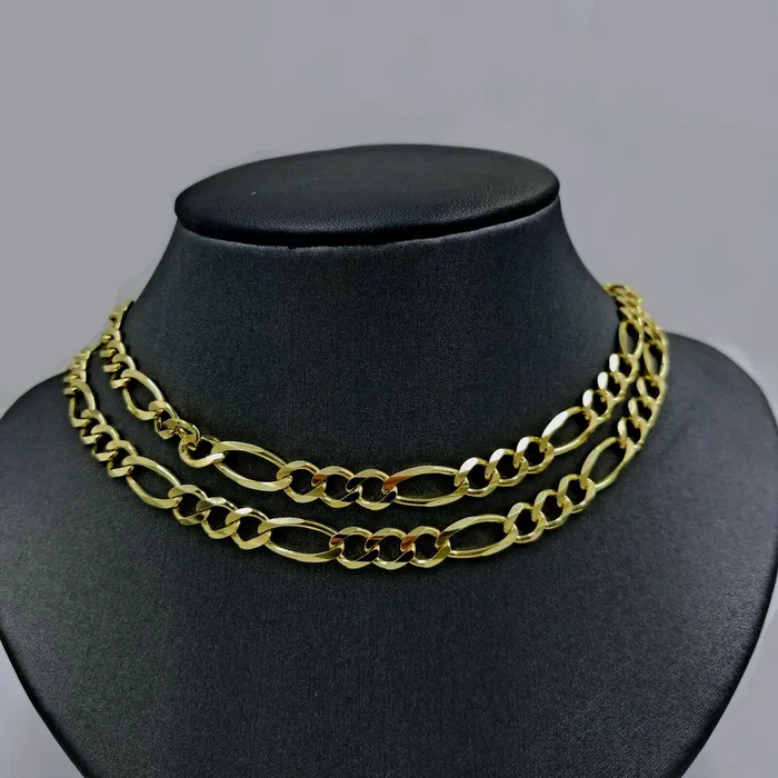 Globalwatches10 Necklaces 10K Yellow Gold Chain Necklace Figaro Link 24 inches 6mm Men Women SOLID Link